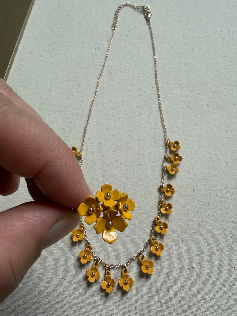 Yellow Floral Pendant Necklace and ring Set - Women's Jewelry